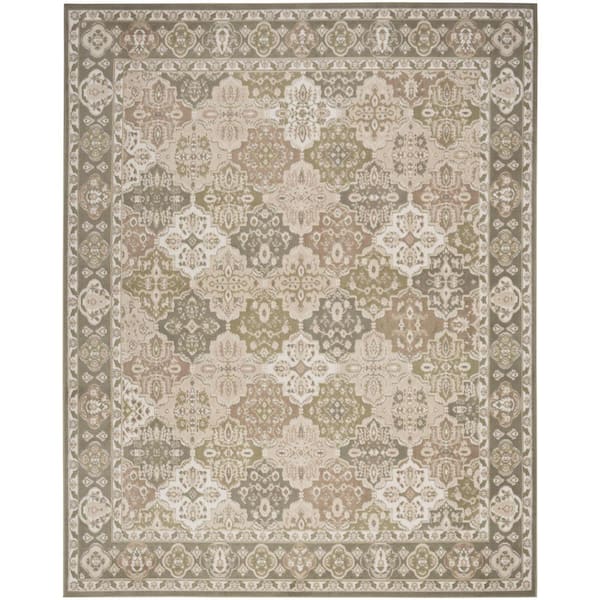 Nourison Grafix Green 5 ft. x 7 ft. Center medallion Traditional Area Rug