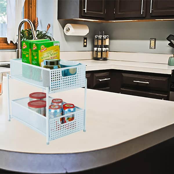 Simple Houseware 2 Tier Bathroom Organizer Tray Pull-Out Sliding  Drawer/Under-Sink Storage, Clear