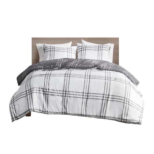 Intelligent Design Nathan 3-Piece White/Gray Polyester Full/Queen Comforter Set