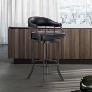 Pharaoh Swivel 26 in. Mineral Finish and Black Faux Leather Bar Stool