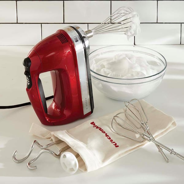 KitchenAid 9-Speed Candy Apple Red Hand Mixer with Beater and Whisk  Attachments KHM926CA - The Home Depot