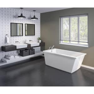 Elinor 60 in. Fiberglass End Drain Non-Whirlpool Flatbottom Freestanding Bathtub in White