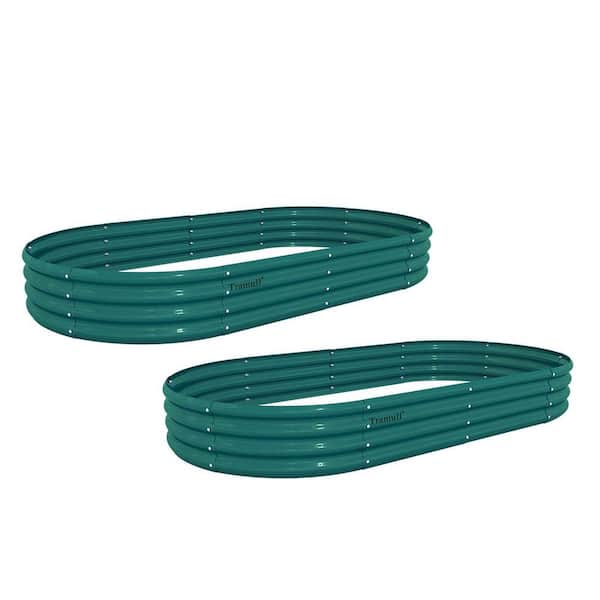 Zeus & Ruta 6 ft. x 3 ft. x 1 ft. Metal Oval Raised Garden Bed, Planter Box for Vegetables, Flowers in Green (2 Pack)