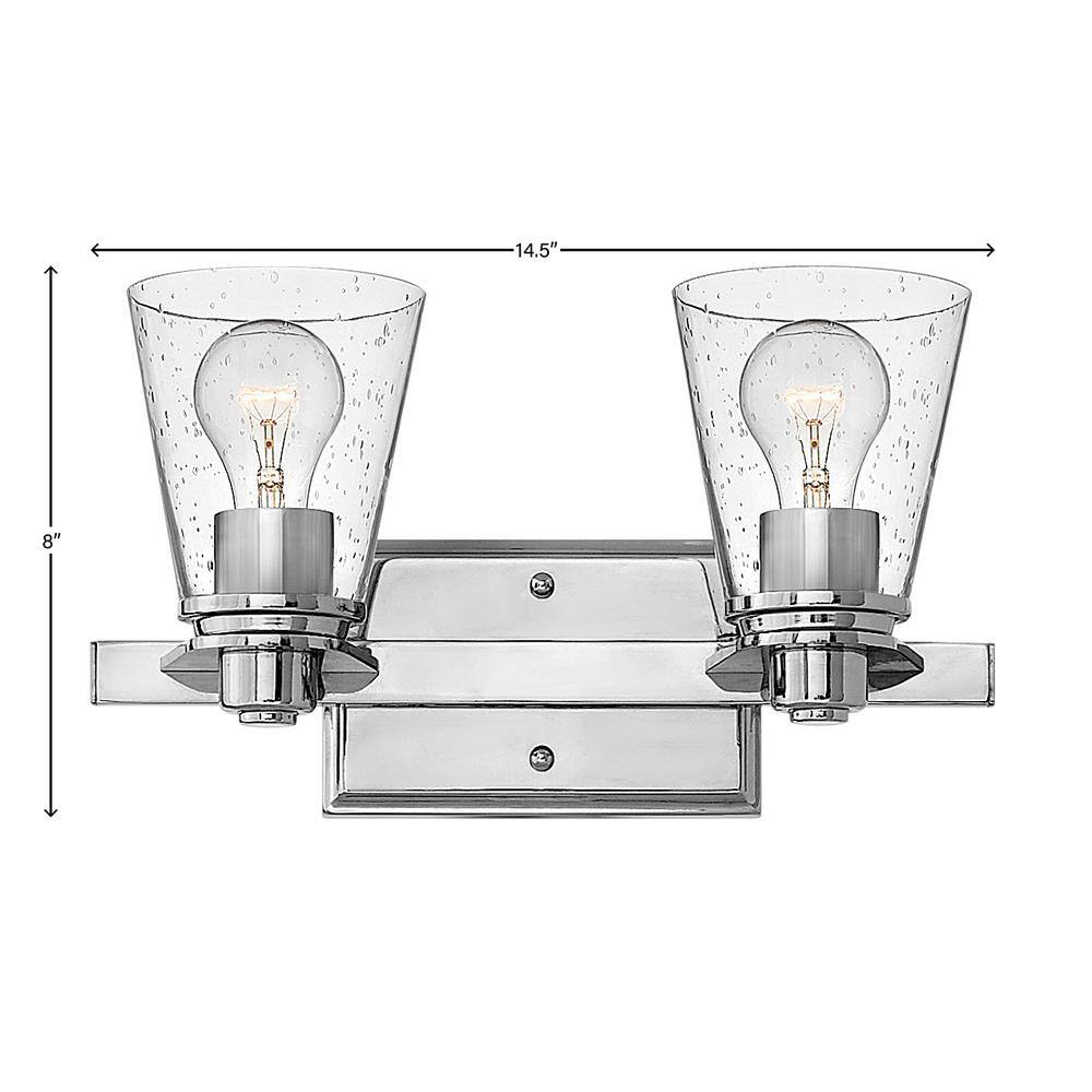 Elegant Chrome 2-Light Wall Sconce with Clear Seedy Glass