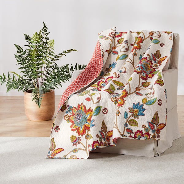 LEVTEX HOME Clementine Multi-color Floral Quilted Cotton Throw Blanket  L79401QT - The Home Depot