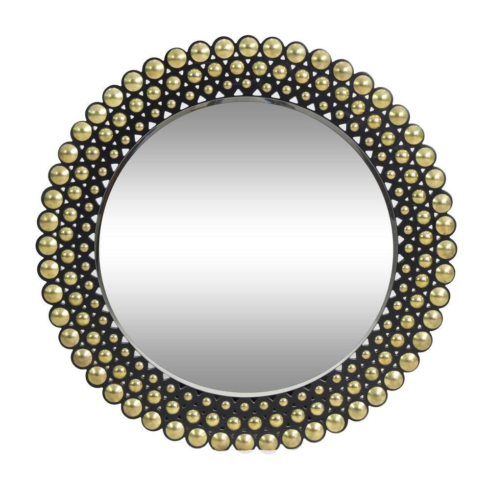 35.4 in. W x 35.4 in. H Round Metal Frame Black Wall Mirror, Bathroom Wall 