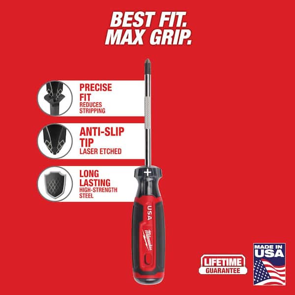 4 in. #2 Phillips Screwdriver with Cushion Grip with 4 in. 1/4 in. Slotted Screwdriver with Cushion Grip