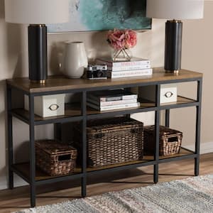 Caribou 52 in. Brown/Black Standard Rectangle Wood Console Table with Storage