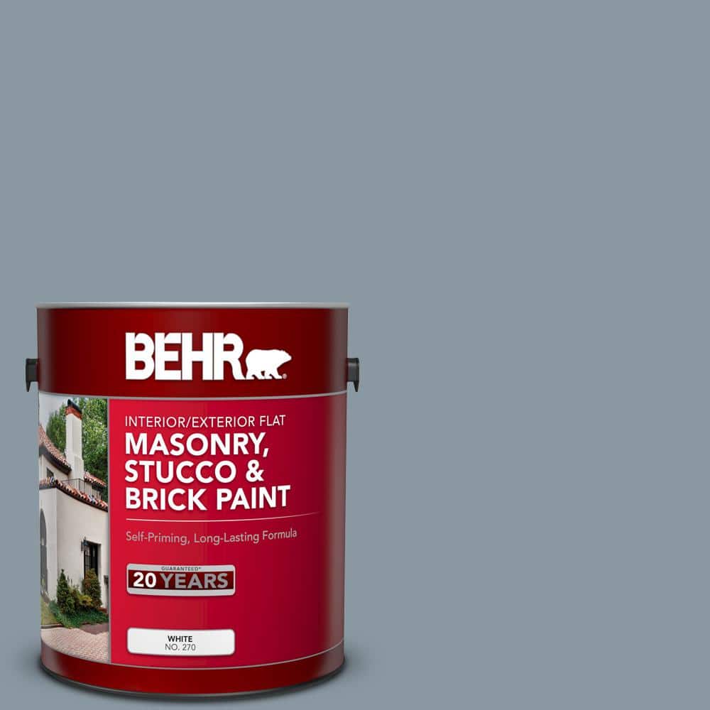1 gal. #N490-4 Teton Blue Flat Interior/Exterior Masonry, Stucco and Brick 