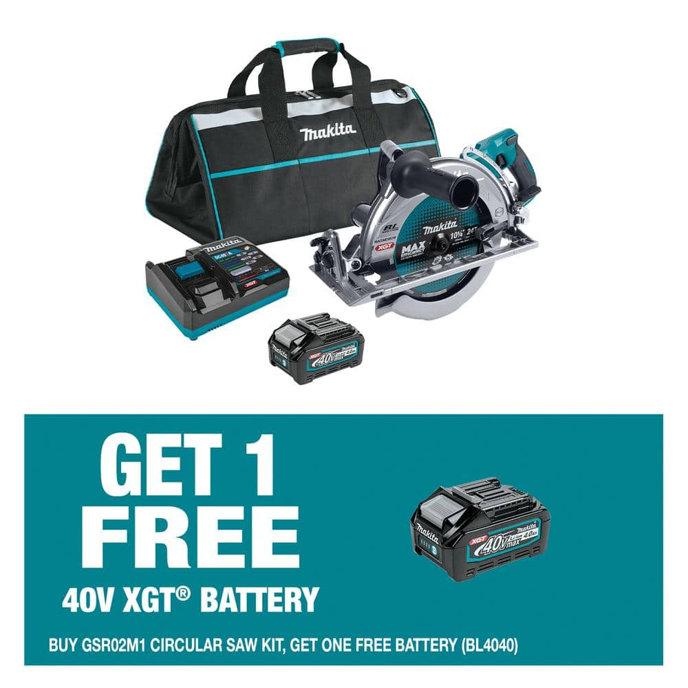 Makita 40V Max XGT Brushless Rear Handle 10-1/4 in. Circular Saw Kit, AWS Capable (4.0Ah) with 40V Max XGT 4.0Ah Battery