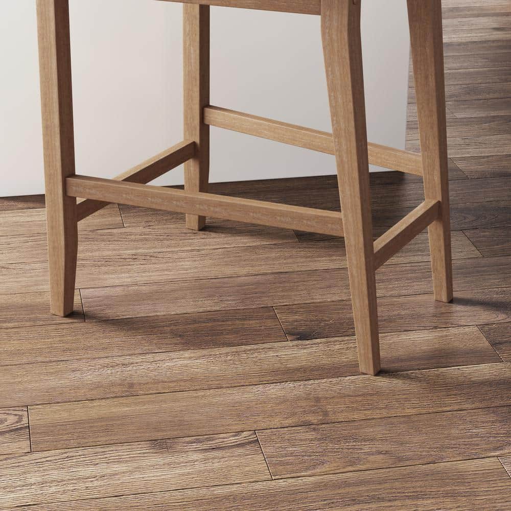 Natural Flax Upholstered Counter Stool with Light Brown Wood Frame
