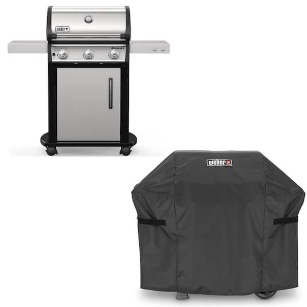 Weber Spirit S-315 3-Burner Liquid Propane Gas Grill in Stainless Steel with Grill Cover