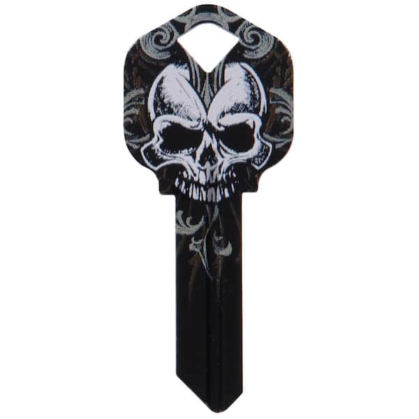 The Hillman Group Kwikset Brass House and Entry Key Blank Skull Design