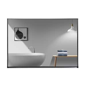 36 in. W x 24 in. H Rectangular Aluminum Beveled Edge Horizontal and Vertical Wall Bathroom Vanity Mirror in Black