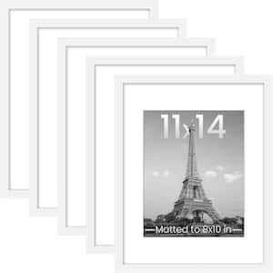 11x14 Matted White Plastic Hanging Picture Frame Set of 5
