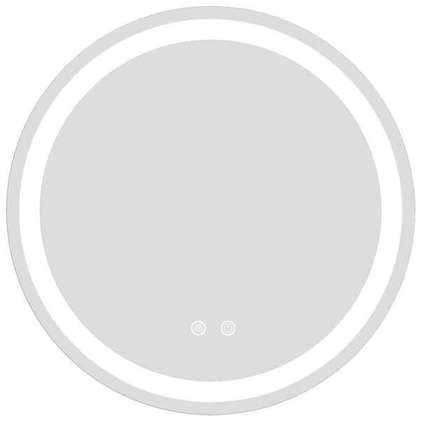 20 in. W x 20 in. H Round Frameless LED Mirror with Light