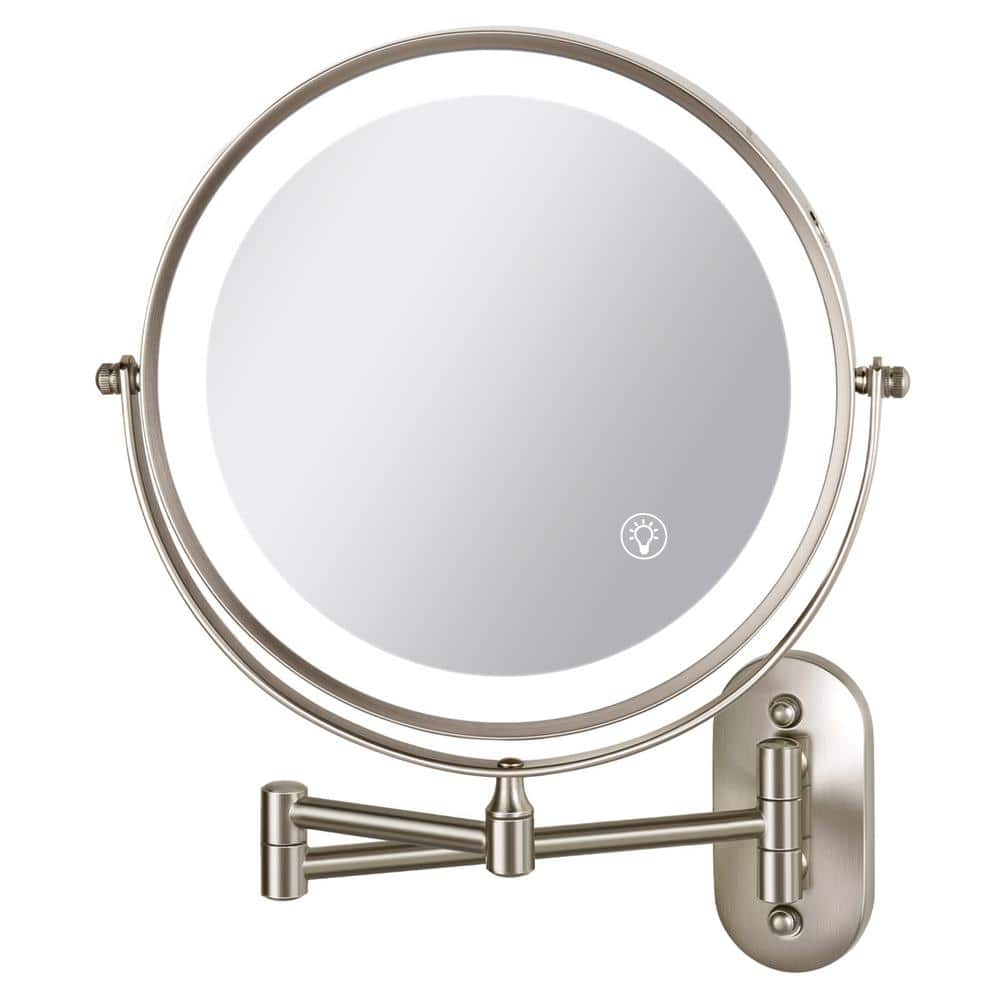 GQB 8.5 in. W x 8.5 in. H LED Wall Mount Bathroom Makeup Mirror with 3 ...