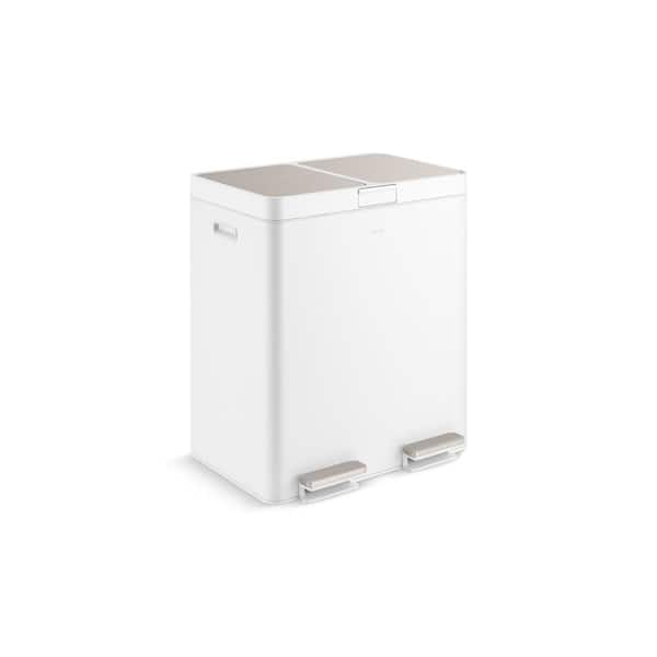 KOHLER 82-Liter Stainless Steel Dual-Bin Step Trash Can 23828-STW - The ...