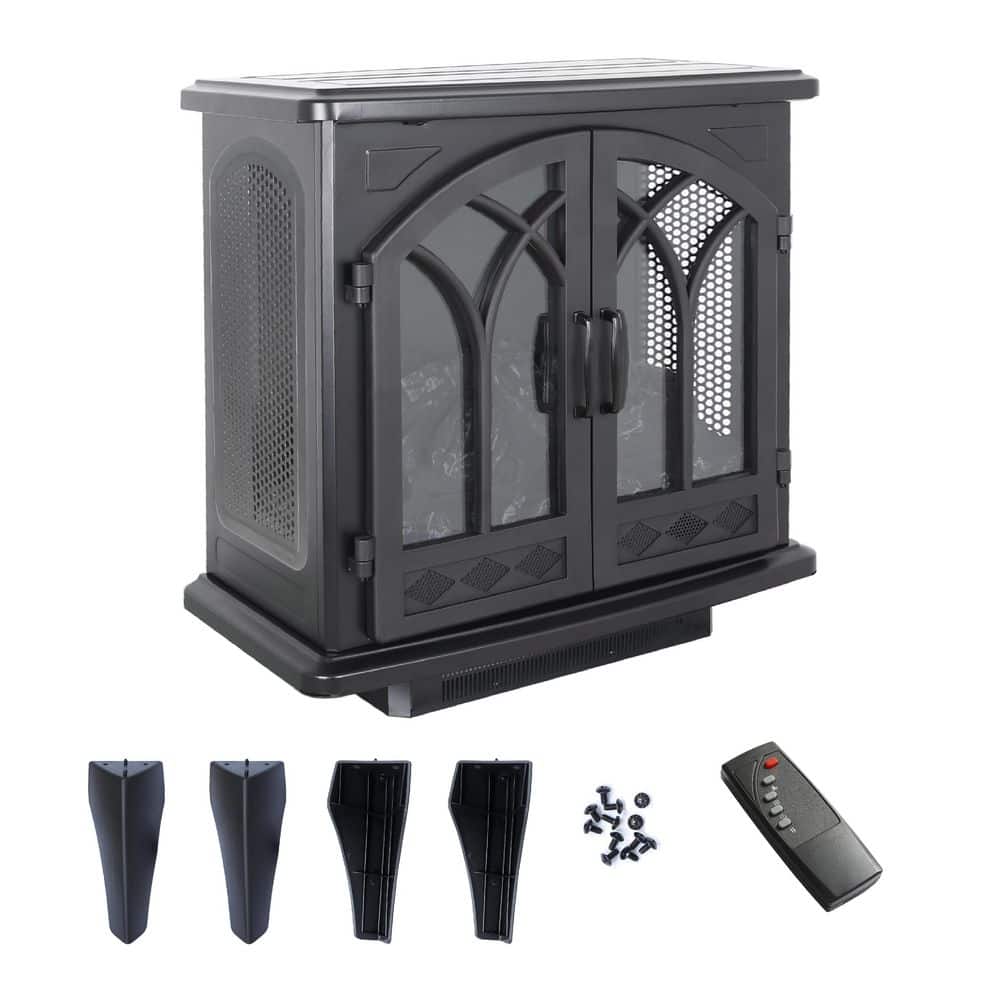 23.7 in. 1500-Watt Black 5000 BTU Freestanding Electric Fireplace Utility Convection Infrared Space Heater with Remote price history on PriceWatchPro
