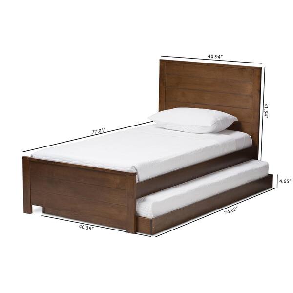 Baxton Studio Catalina Walnut Brown Twin Platform Bed with Trundle