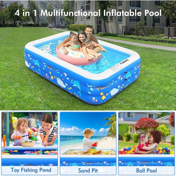 Cisvio 100 in. x 71 in. x 22 in. Inflatable Swimming Rectangle Pools Family  Full-Sized Swimming Pool D0102HAS66A - The Home Depot