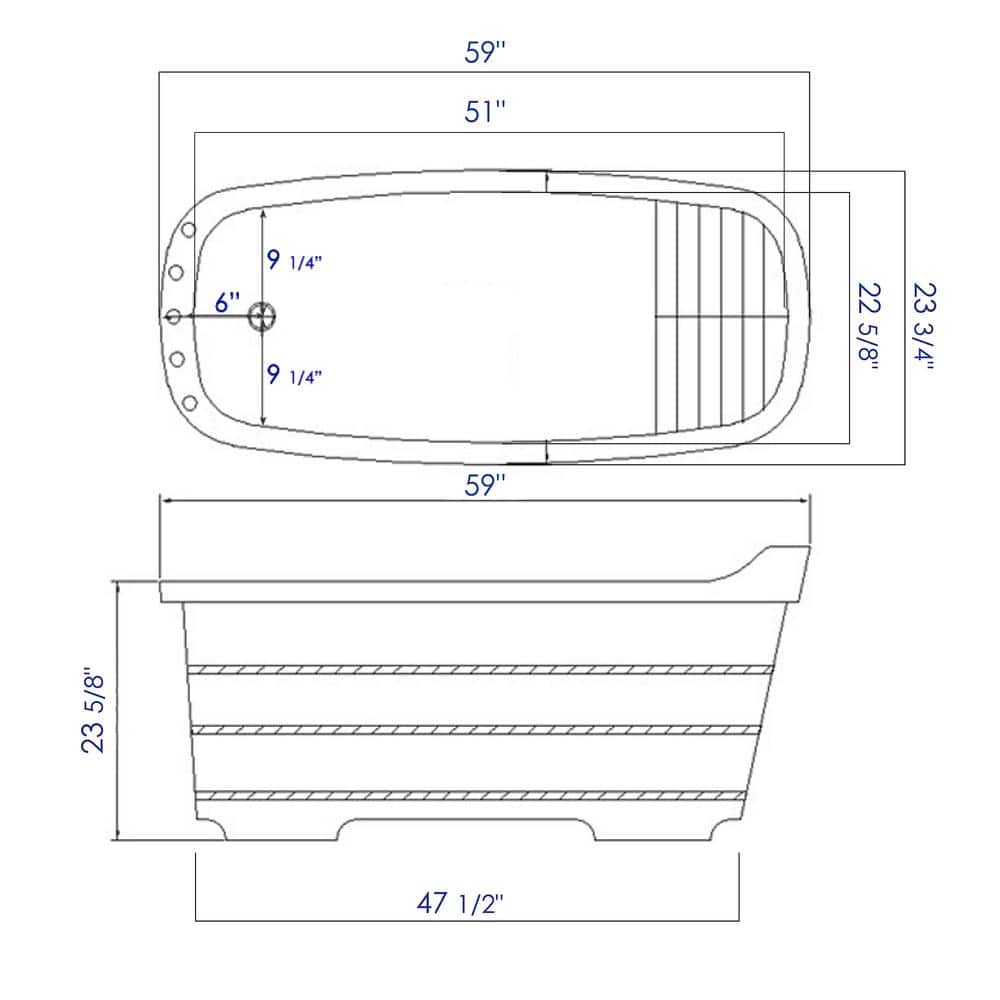 Natural Wood Freestanding Soaking Bathtub with Chrome Faucet