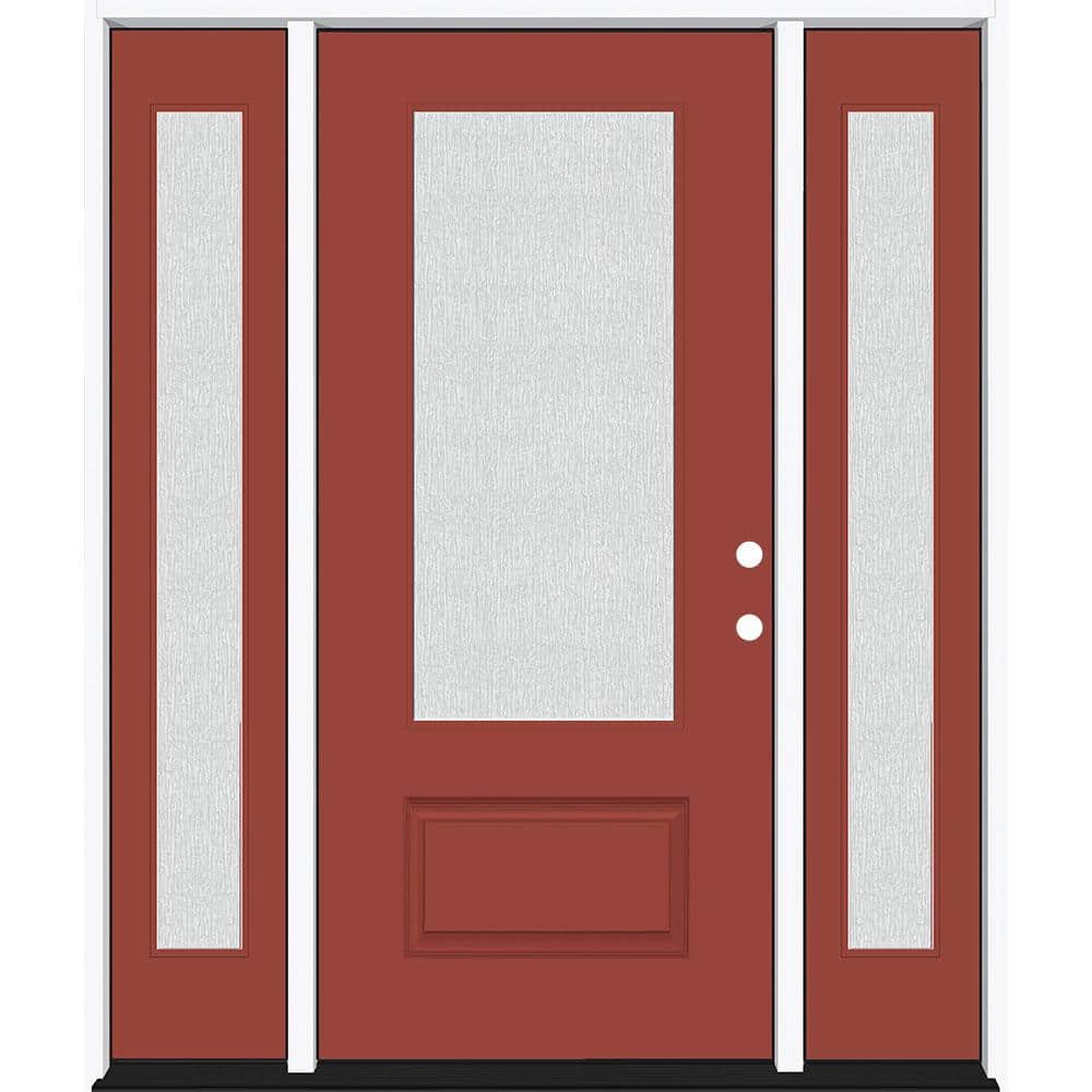 Legacy 68 in. W. x 80 in. 3/4-Lite Rain Glass LHIS Primed Morocco Red Finish Fiberglass Prehung Front Door Db. 14 in. SL price history on PriceWatchPro