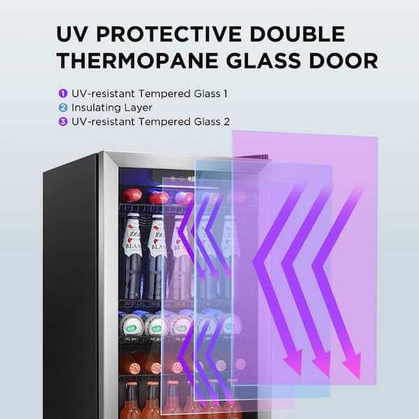 17.52 in. Single Zone 26 Bottle and 120 Can Freestanding Beverage and Wine Cooler in Black