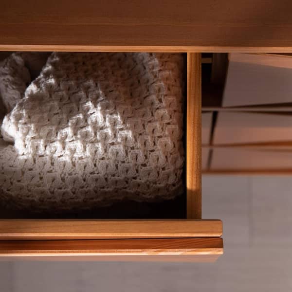 home depot mid century modern dresser Forma Mid Century Walnut 6 Drawer 62 in. Wide Dresser with Mirror
