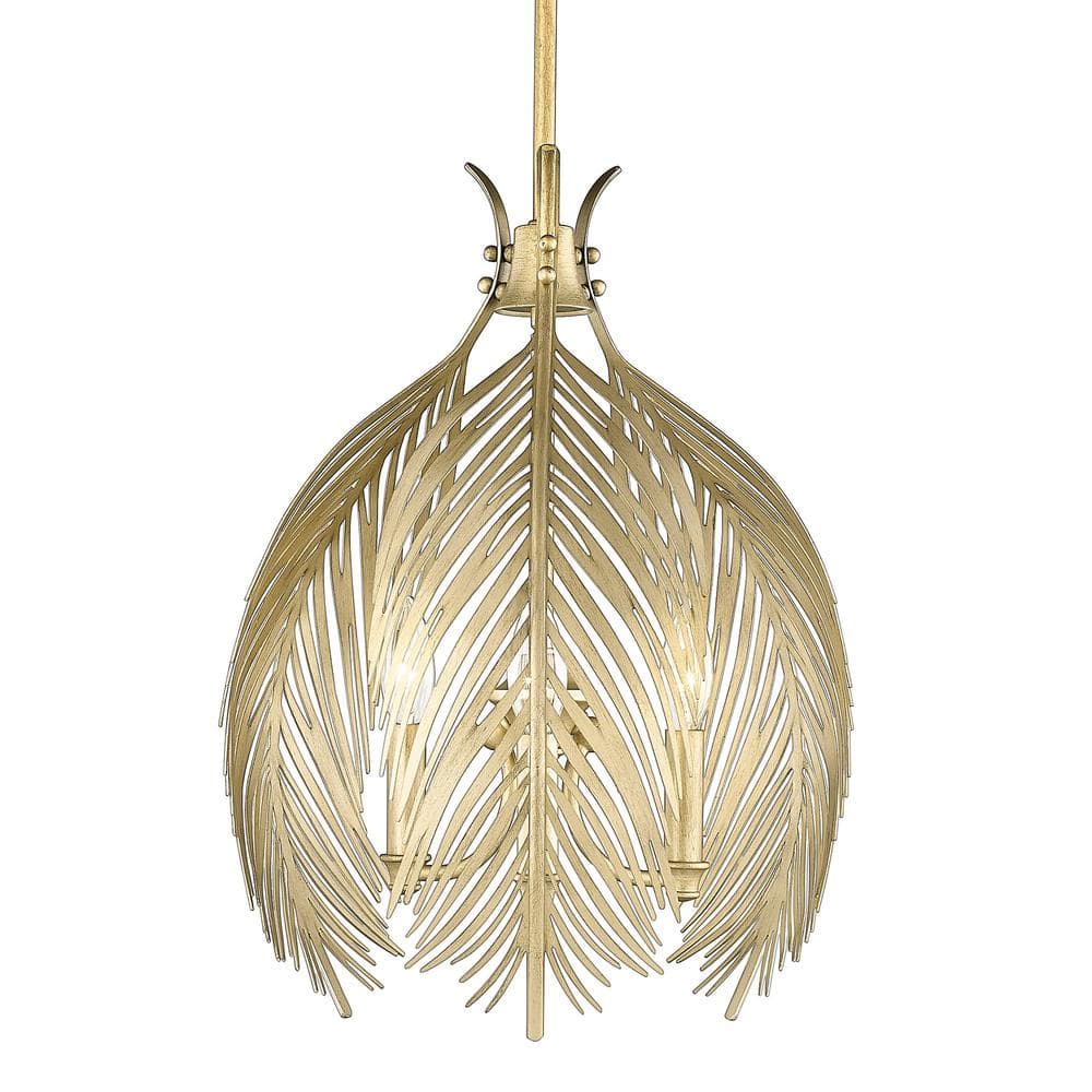 Vintage Fired Gold 3-Light Glass Pendant Lantern