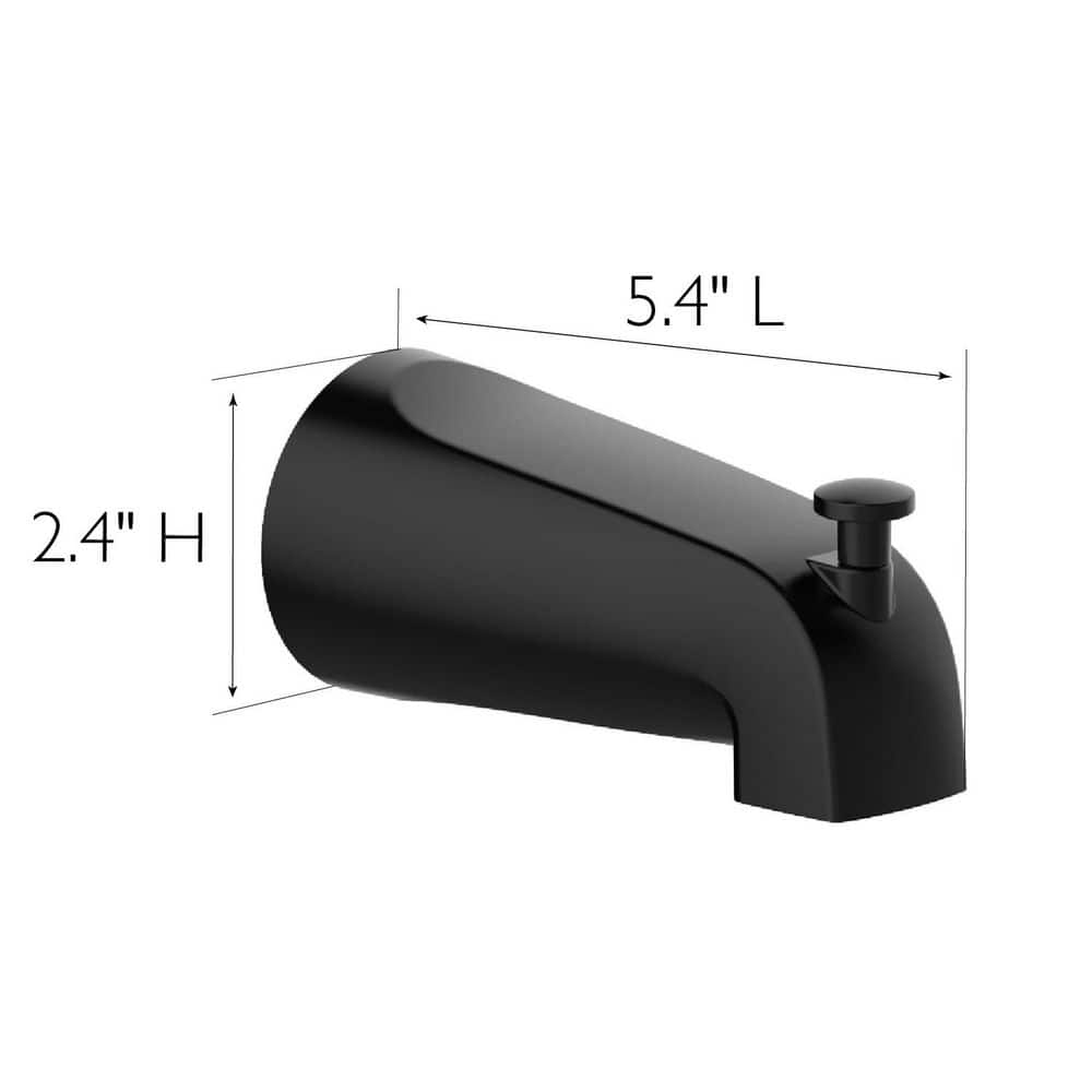 Matte Black Wall Mounted Tub Spout with Diverter