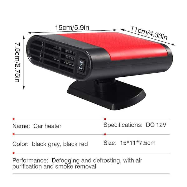 Etokfoks 12-Volt 1000-Watt Portable Electric Heating Fan Car Defogger Windshield Defroster Demister in Red