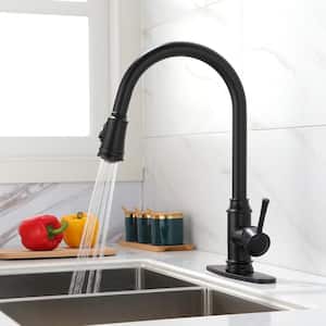 Grarcy Single Handle Pull-Down Sprayer Kitchen Faucet with 2 Spray Mode in Matte Black