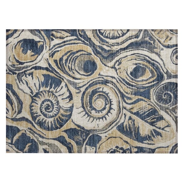 Chantille Machine Washable Indoor/Outdoor Abstract ACN3019 Navy 3 ft. x 4 ft. Area Rug