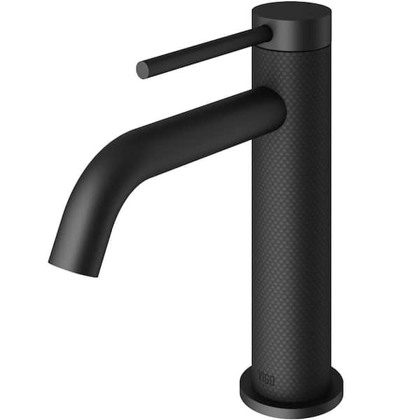 VIGO Madison Single Handle Single-Hole Bathroom Faucet in Matte Black and Carbon Fiber