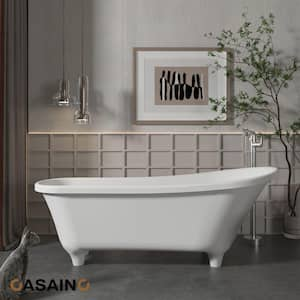 67.72 in. x 28.35 in. Soaking Non-Whirlpool Flatbottom Bathtub with Center Drain and Shower Faucet in Matte White