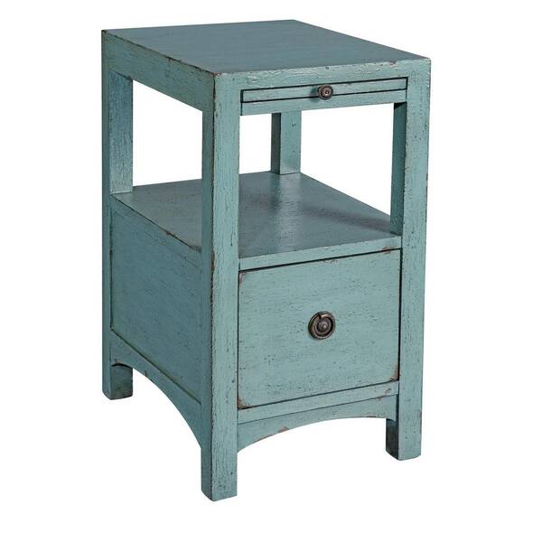 Coast to Coast Waves Texture Blue 1-Drawer Accent Table