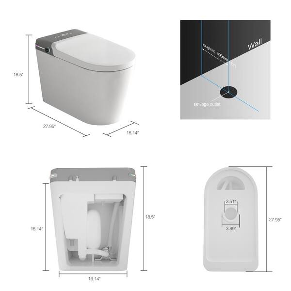 Tenleaf Elongated Smart Bidet Toilet with Heated Seat and Aromatherapy