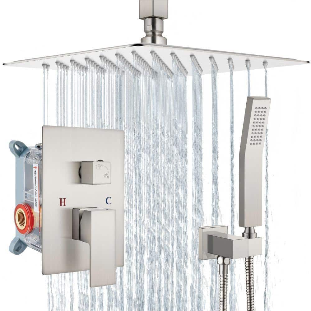 Single Handle 2-Spray Shower Faucet with Handheld Spray High Pressure Shower Faucet Set, in Brushed Nickel price history on PriceWatchPro