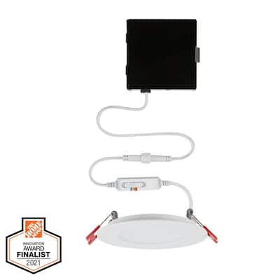 Commercial Electric Ultra Slim Integrated LED 4 in Round Adj Color Temp Canless Recessed Light for Kitchen Bath Living rooms, White 91460