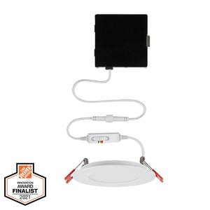 Ultra Slim 4 in. Adjustable CCT Canless New Construction & Remodel IC Rated Indoor/Outdoor LED Recessed Light Kit