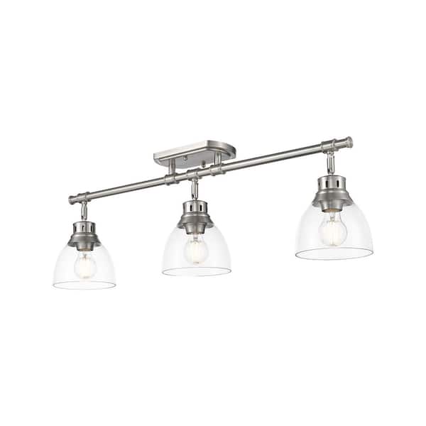 Golden Lighting - Duncan 6.5 in. 3-Light Pewter Semi-Flush Mount with Clear Glass Shade