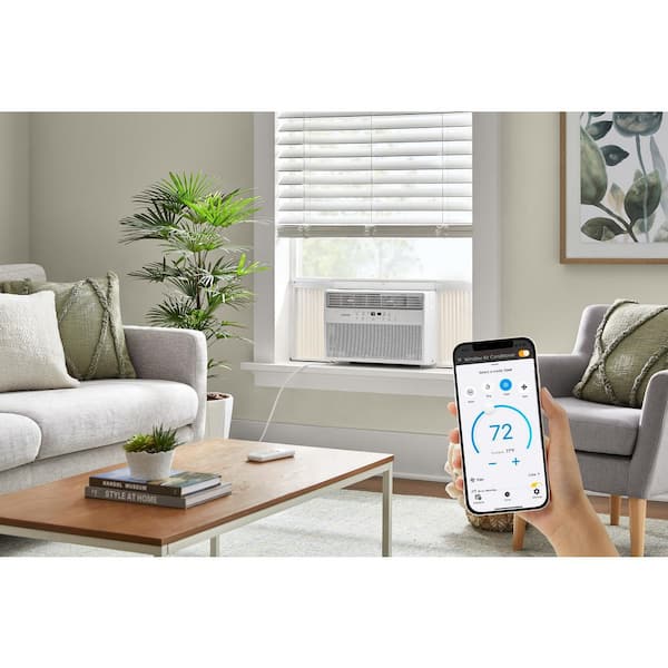 8,000 BTU 115-Volt Window Air Conditioner Cools 350 sq. ft. with Dehumidifier in White, Powered by Hubspace