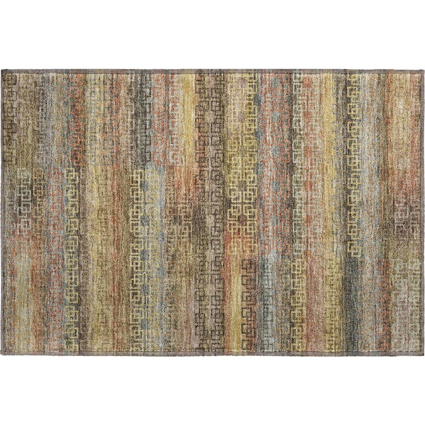 Mayfield Premium Machine Washable Abstract AMF2029 Brown 2 ft. x 3 ft. Accent Rug