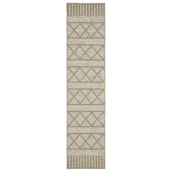AVERLEY HOME Thrasher Beige 2 ft. x 8 ft. Geometric Trellis Polypropylene Indoor/Outdoor Runner Area Rug