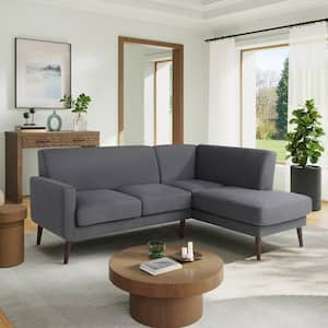 Sienna 83.5 in. Polyester L Shaped Sectional Sofa in Charcoal