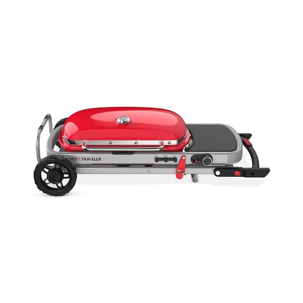 Weber Traveler Portable Propane Gas Grill in Red 9030001 - The Home Depot