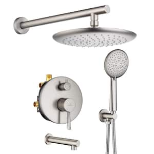 Single Handle 5-Spray Tub and Shower Faucet 2.5 GPM with Handheld Shower in. Brushed Nickel Valve Included