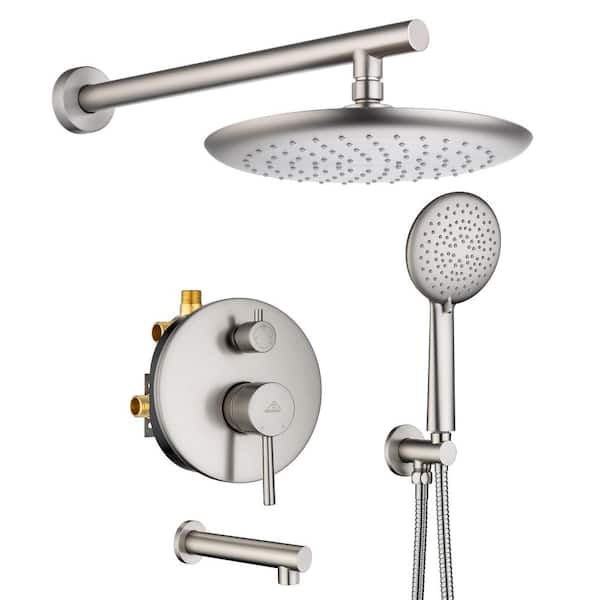 Boyel Living Single Handle 5-Spray Tub and Shower Faucet 2.5 GPM with Handheld Shower in. Brushed Nickel Valve Included