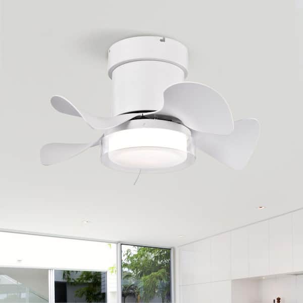 FIRHOT 21 in. Smart White Indoor 6-Speed ABS White Blades Flush Mount Standard Ceiling Fan with 3-Color LED Light and Remote